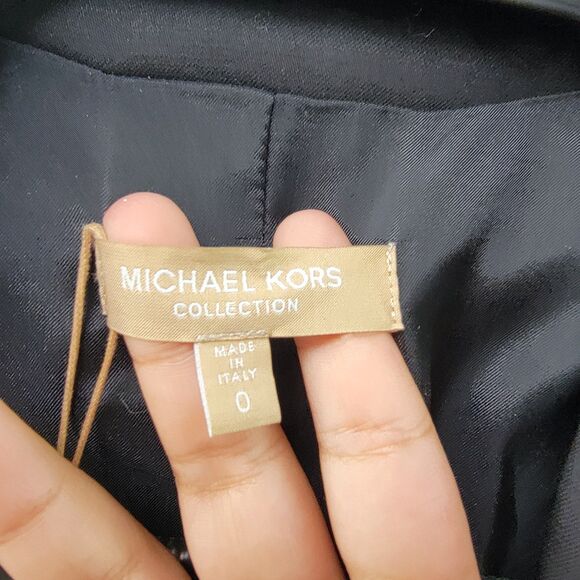 NWT Michael Kors Collection Black with Leather Sleeves Size 0 Retails $1495 - Picture 5 of 10